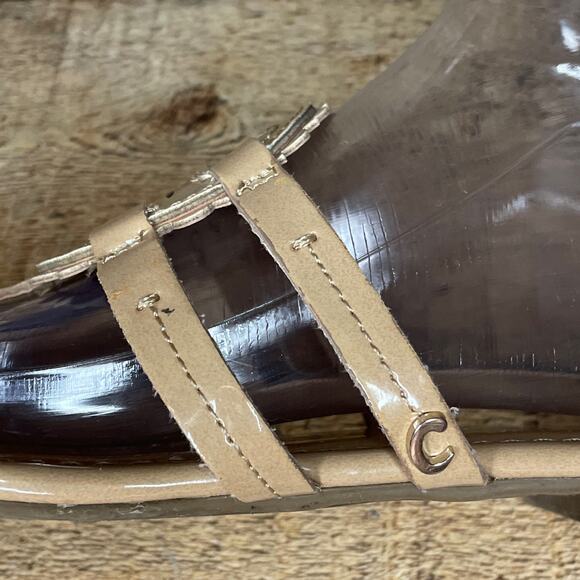 Circus by Sam Edelman Cherri Medallion Thong Sandals Tan Patent Leather Size 9 - Picture 7 of 10